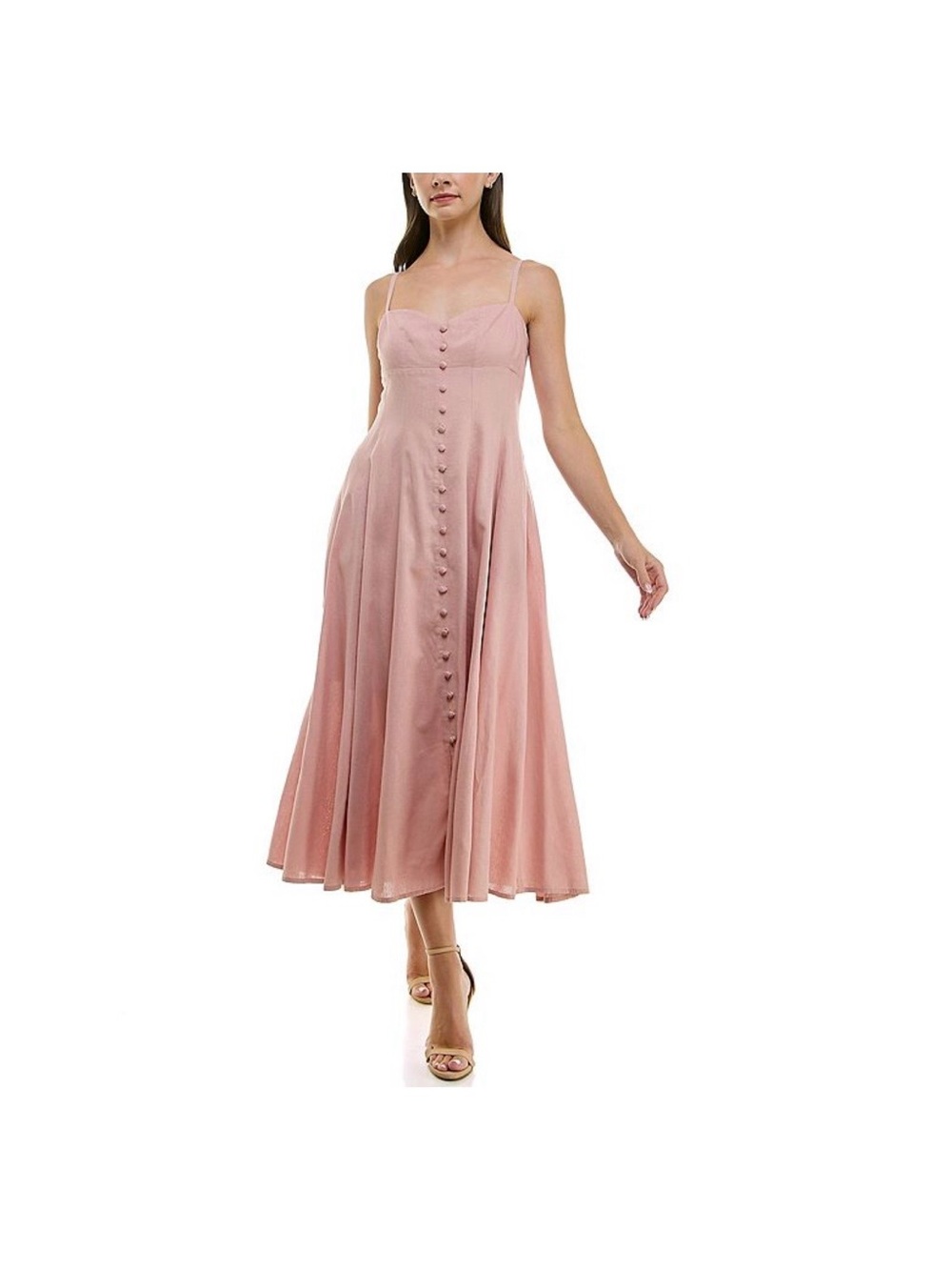 Taylor Linen Blend Fit And Flare Midi Dress Soft Pink Like New